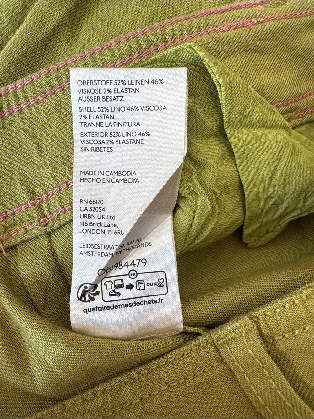 Maeve Anthropologie Lime Green Wide-Leg Linen Blend Pants Size 32 - Picture 7 of 8